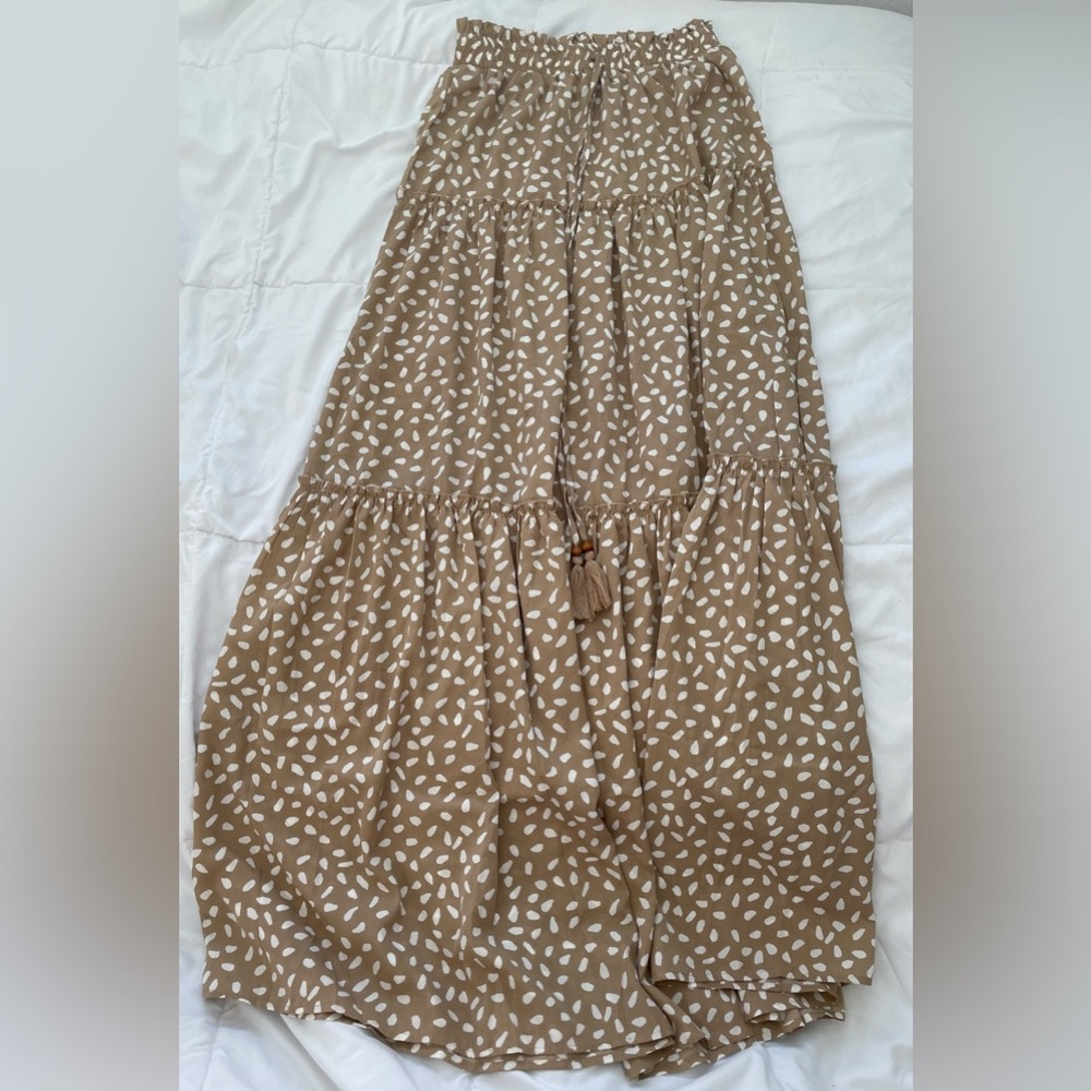 Brown Polka Dot Maxi Skirt